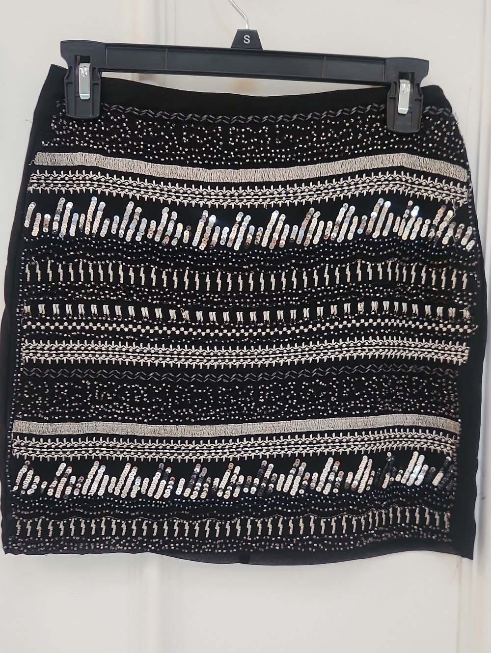 H&M Black Mini Skirt with Silver Sequin Trim